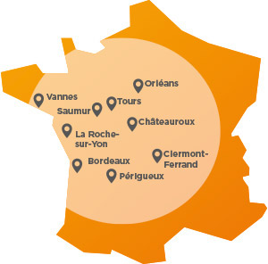 carte de France - 9 agences Crescendo